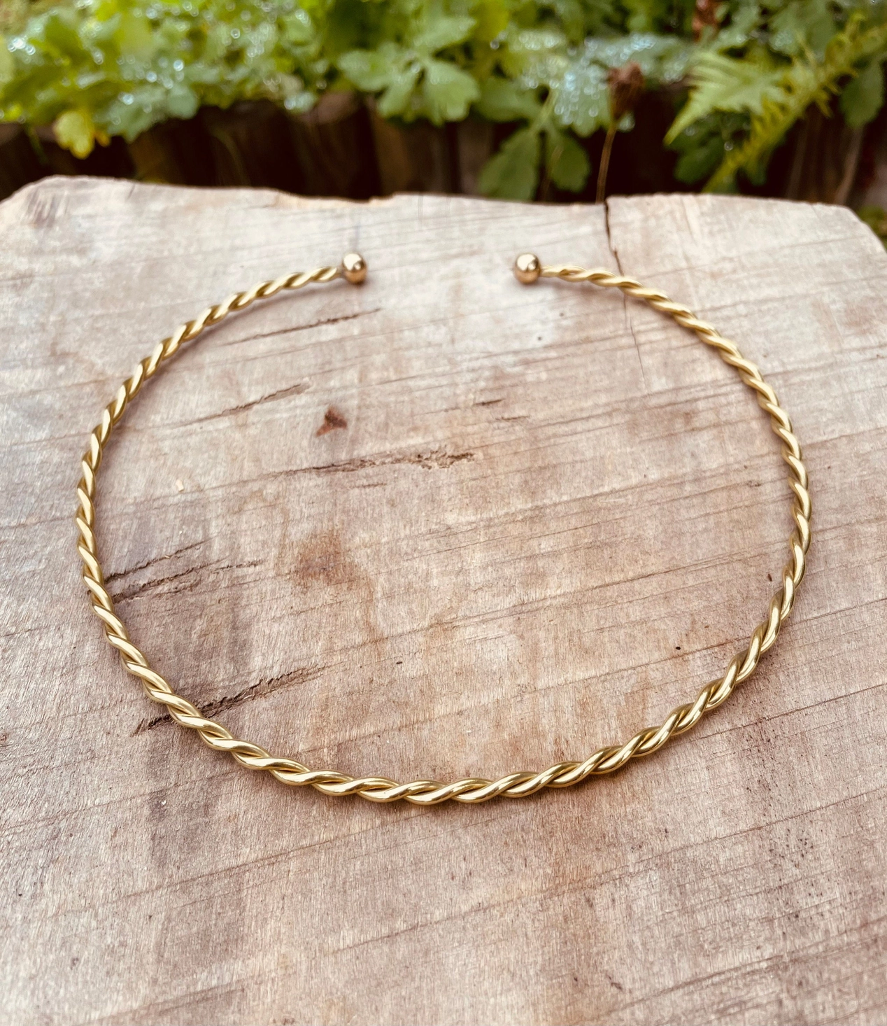 Twisted Choker Brass Necklace - Image 2