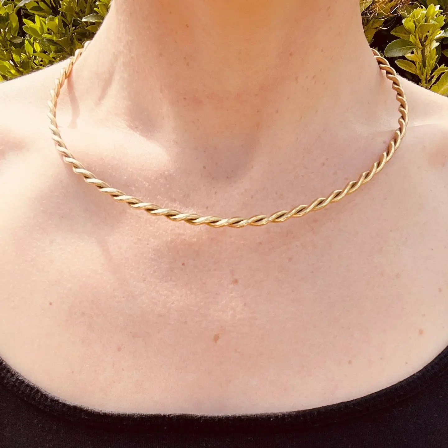Twisted Choker Brass Necklace - Image 3