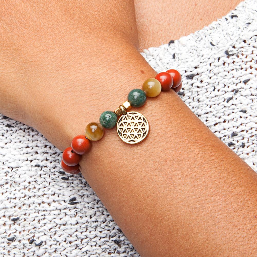 Mala Bracelet with Red Jasper, Moss Agate & Tiger Eye - Image 2